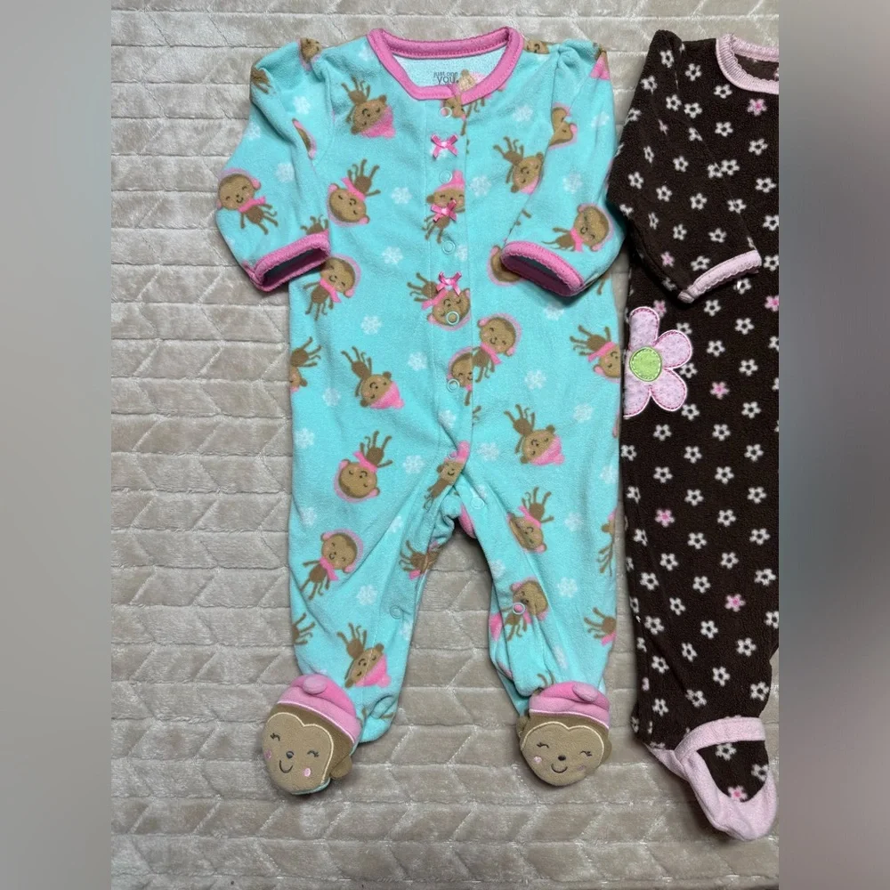 Carter’s | Baby Girl Fleece Footie Pajamas Bundle | 3M